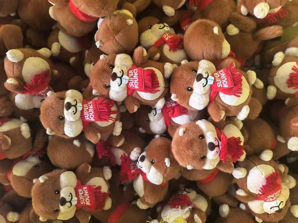 Embroidery and detail work on bulk plush toys